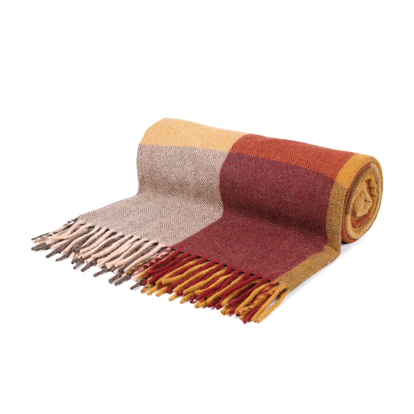 Block Check Herringbone Blanket Light Spice Dunedin Cashmere