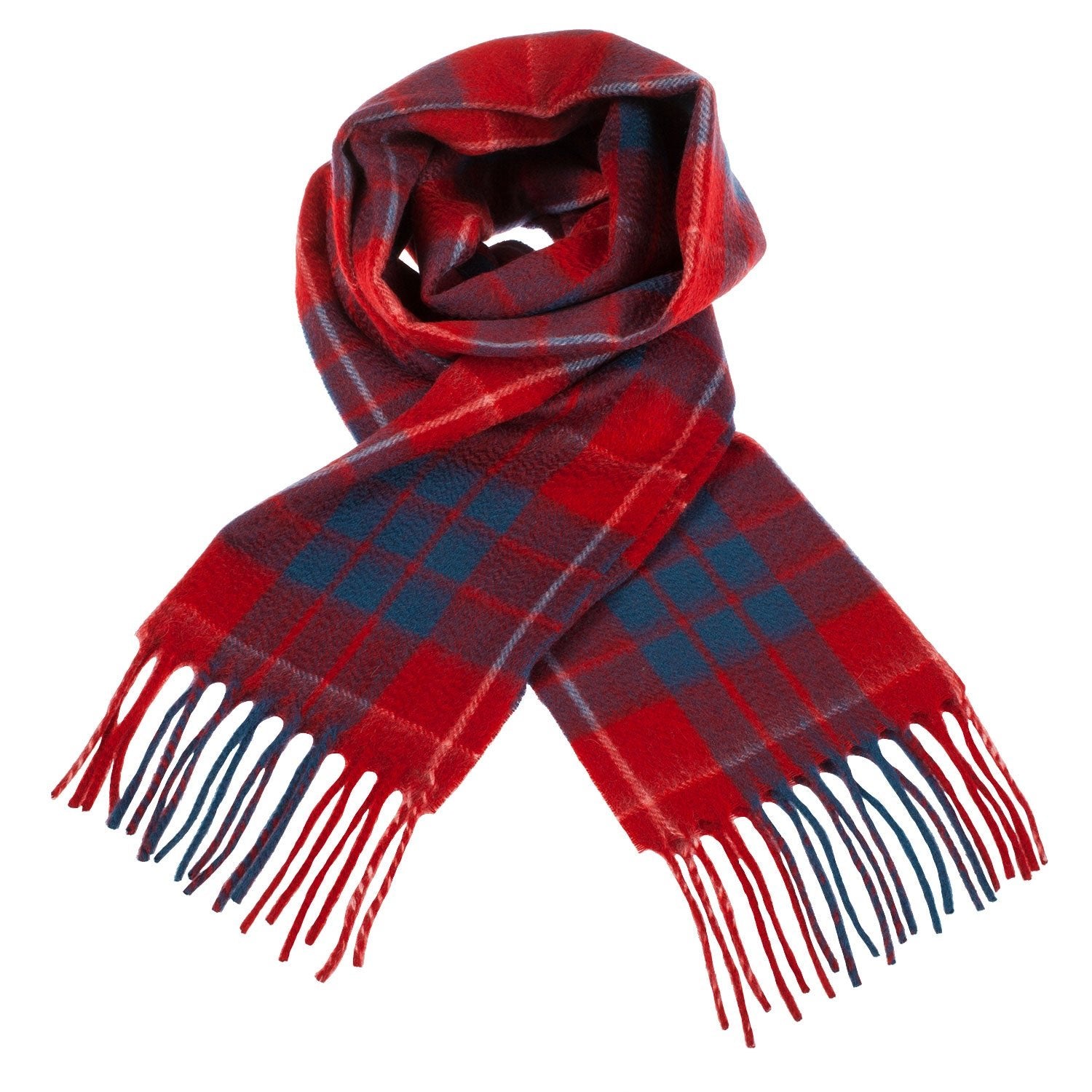 Cashmere Scottish Tartan Clan Scarf HAMILTON RED Dunedin Cashmere