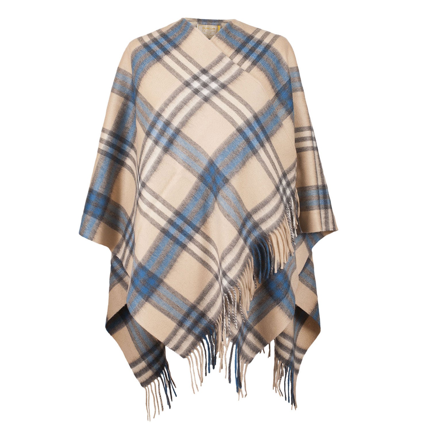 Dunedin Cashmere Big Check Mini Cape MONTGOMERY BLUE Dunedin Cashme