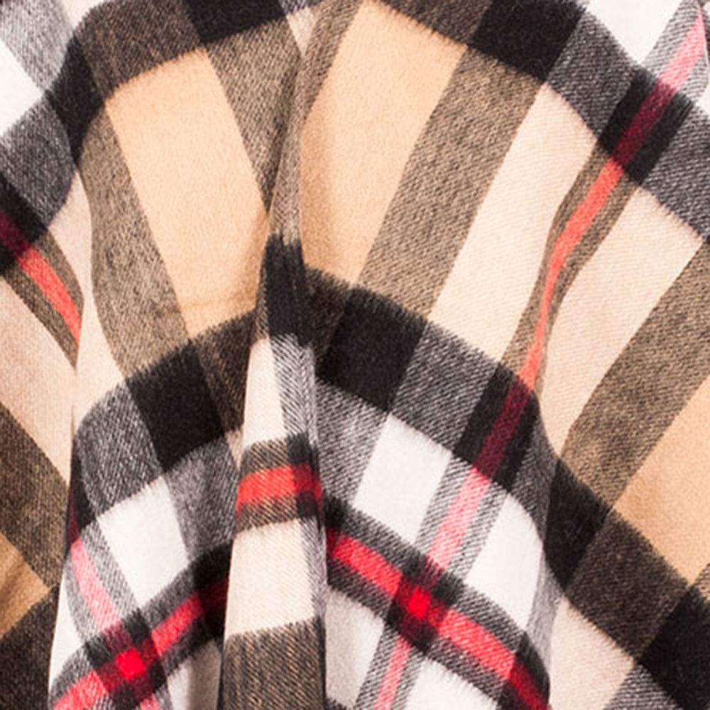 Edinburgh Lambswool Long Tartan Cape Exploded Thomson Camel - Dunedin Cashmere