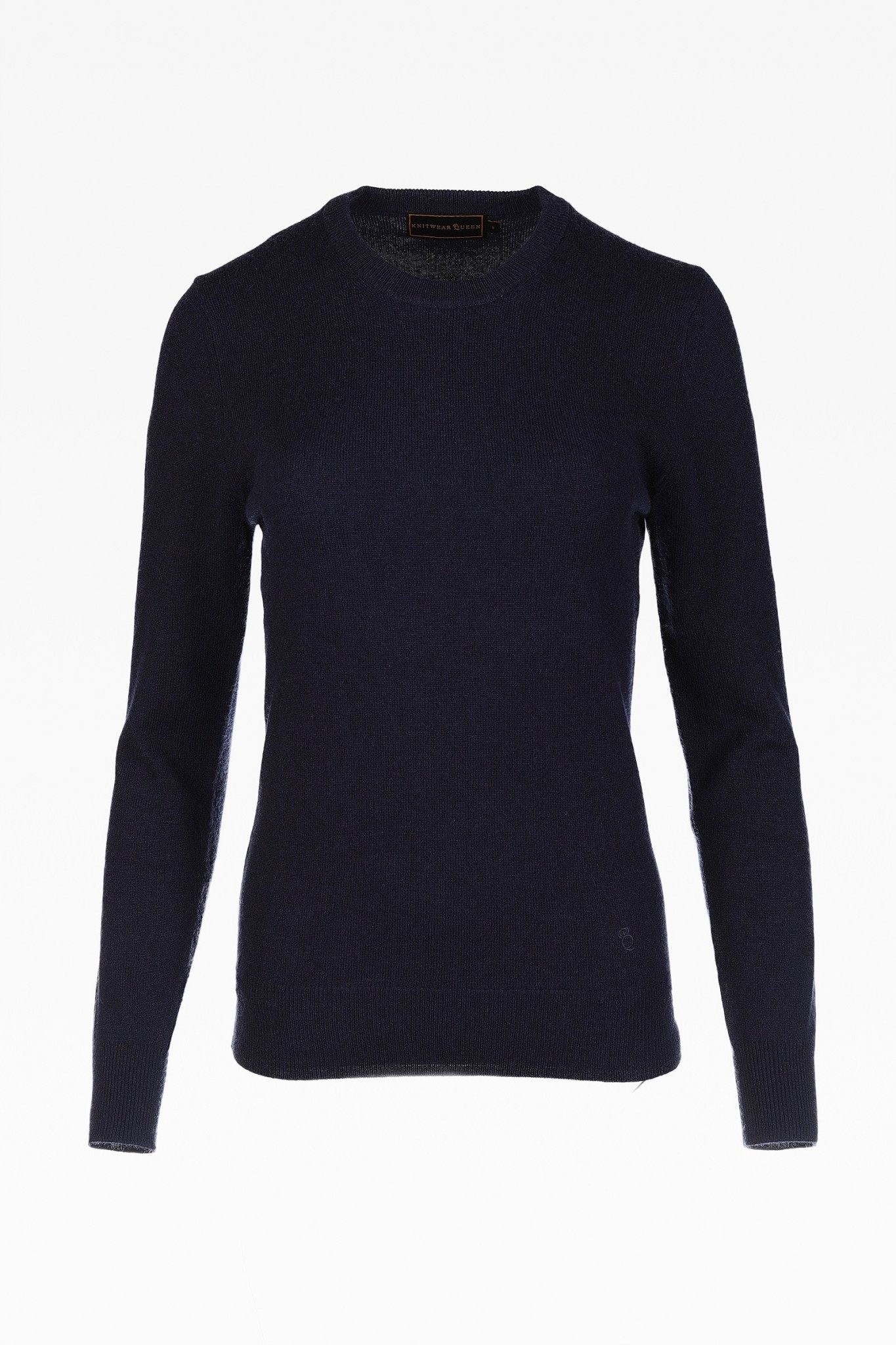 Ella Ladies Crew Neck in Deep Sea Blue Cashmere & Wool Blend Dunedin