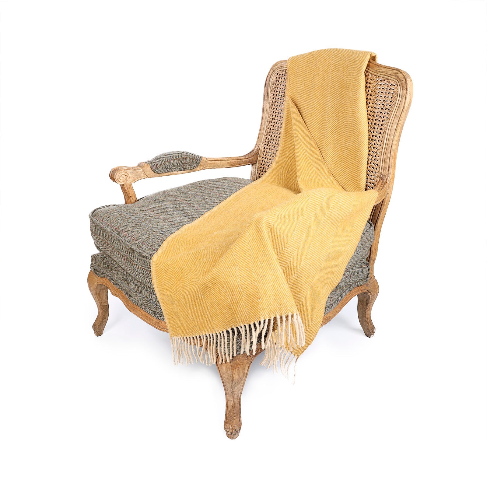 Herringbone Knee Blanket Mustard Dunedin Cashmere