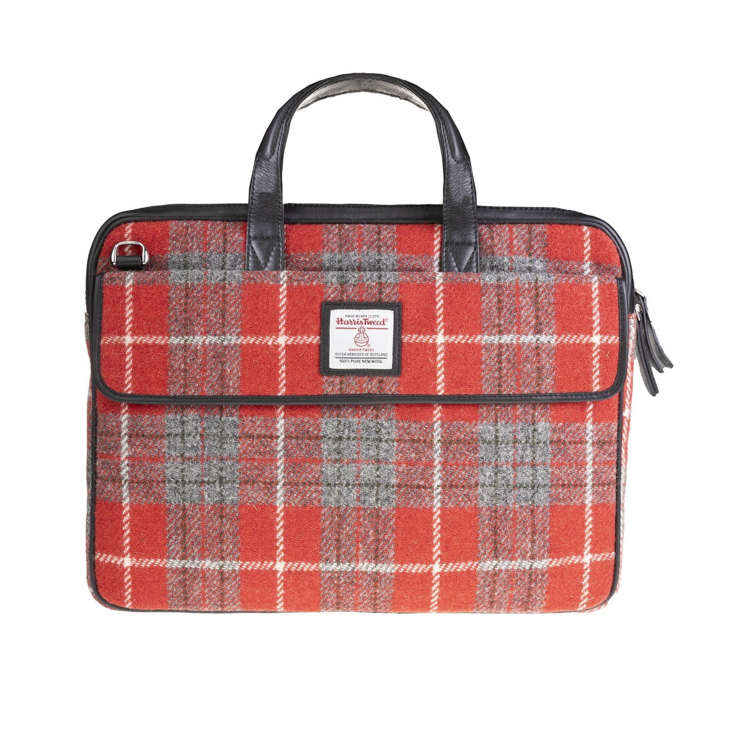 Ht Leather Laptop Bag Red Check / Black Dunedin Cashmere