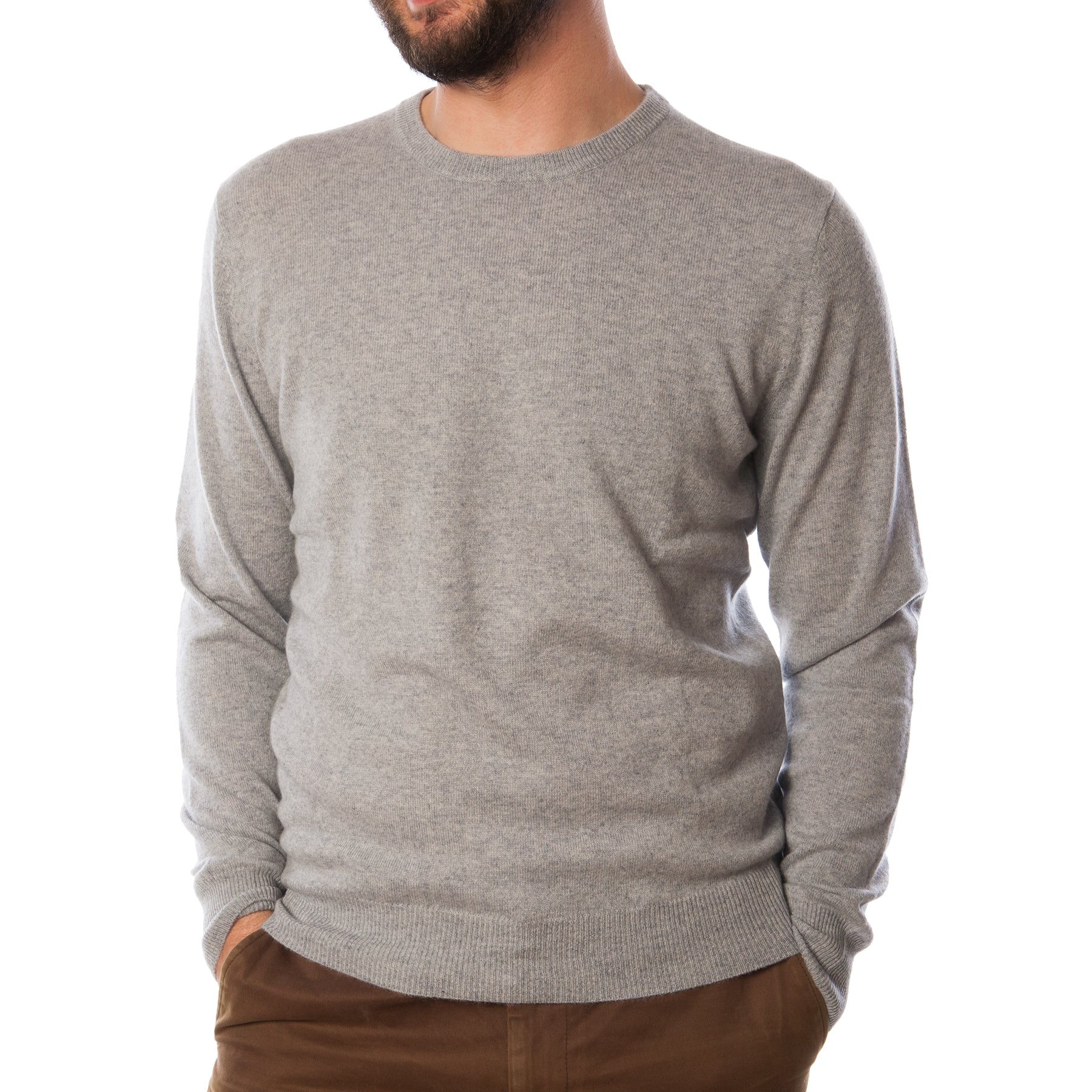 Men's Dunedin Cashmere 100 Cashmere Cr BARCODE GREY Dunedin Cashme