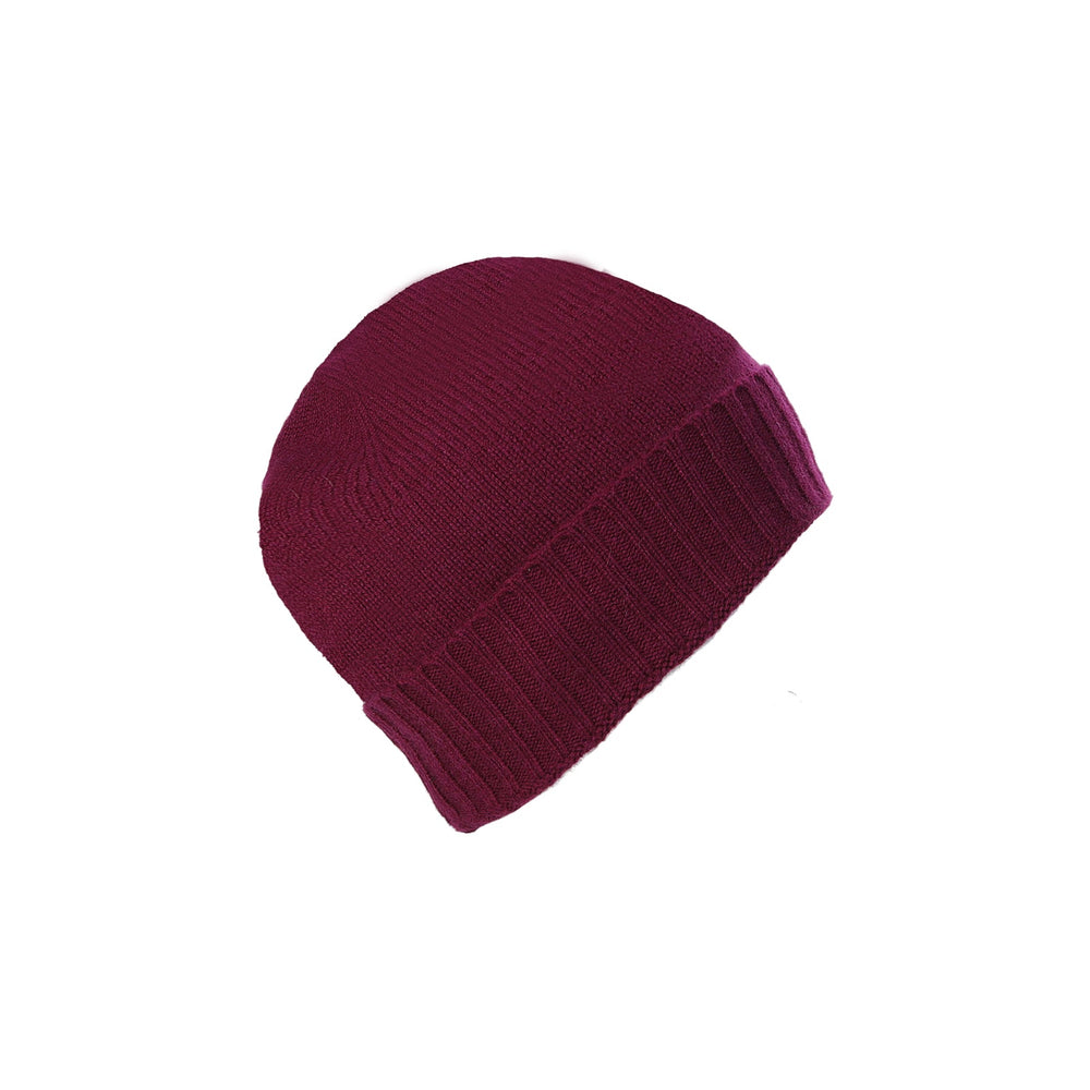 Plain Knit Ladies Beanie Rib Turn Up Eminence - Dunedin Cashmere