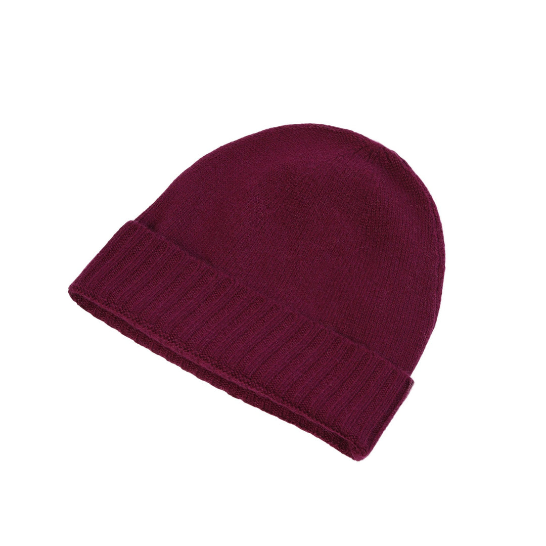 Plain Knit Ladies Beanie Rib Turn Up Eminence - Dunedin Cashmere