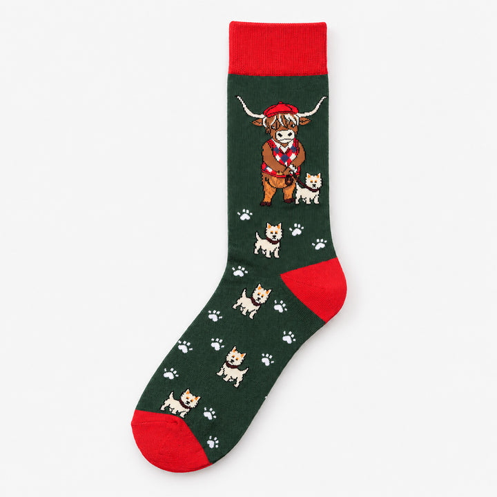 Men’s Luxury Bamboo Socks – Soft, Breathable &amp; Stylish Everyday Comfort - COW WITH DOG GREEN