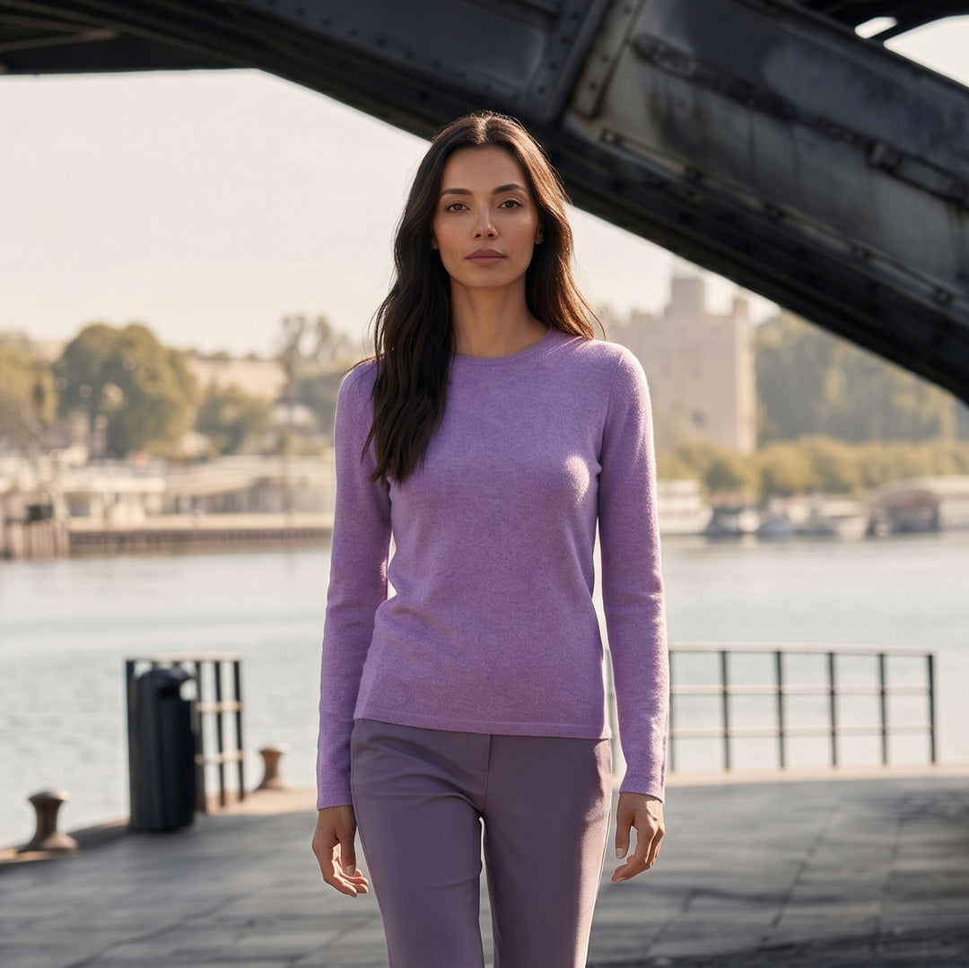 Dunedin Cashmere 100% Cashmere Crew Neck Jumper - Heather
