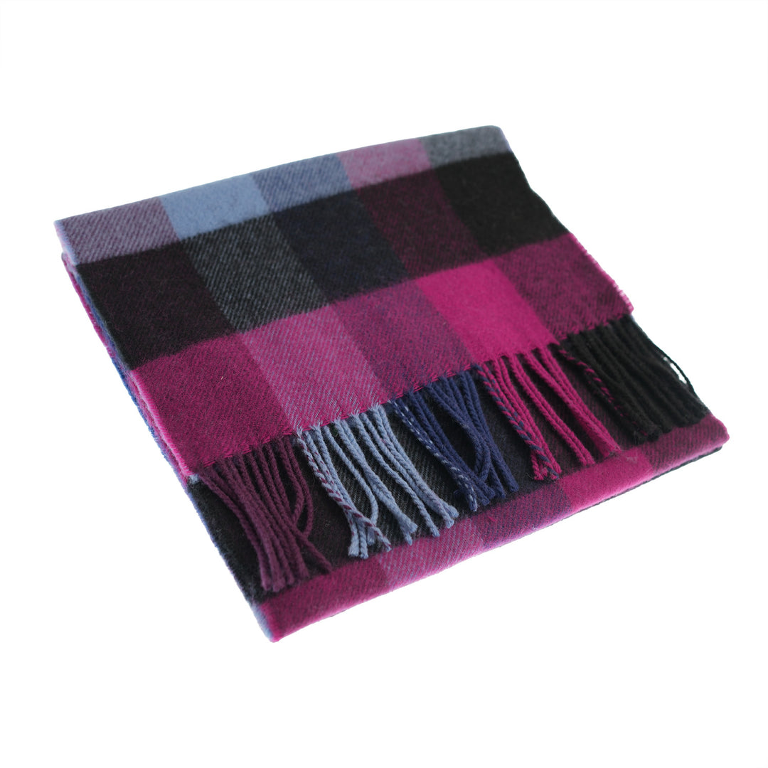 100% Lambswool Scarf – Traditional Tartan &amp; Check Designs - Made in Scotland - 5 Square Purples