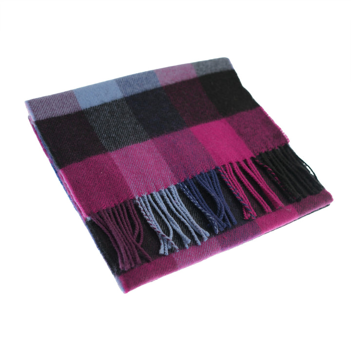 100% Lambswool Scarf – Traditional Tartan &amp; Check Designs - Made in Scotland - 5 Square Purples