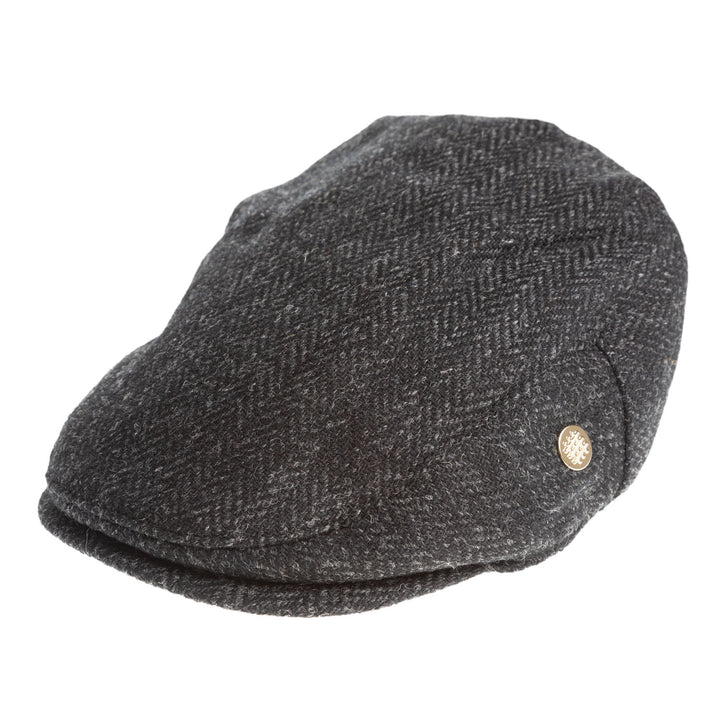 Heddle &amp; Reed Harris Tweed® Flat Cap - Black Herringbone