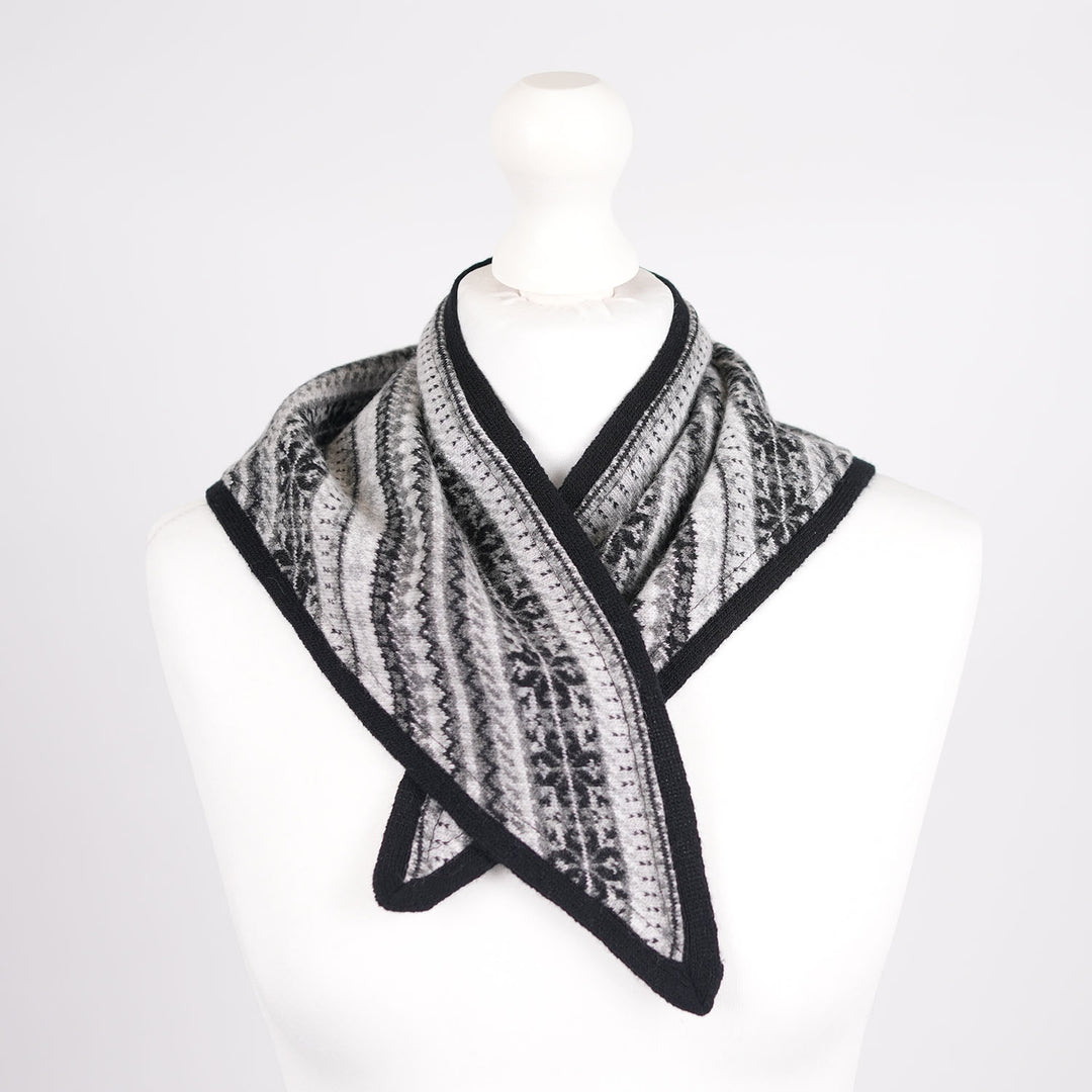 Women’s Lambswool Fair Isle Neck Scarf – Made in Scotland - BLACK