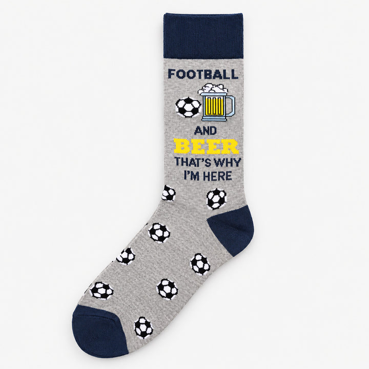 Men’s Luxury Bamboo Socks – Soft, Breathable &amp; Stylish Everyday Comfort - FOOTBALL AND BEER GREY