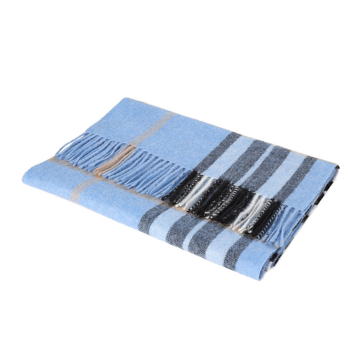 Heritage of Scotland 100% Lambswool Wide Scarf Soft Unisex Winter Wrap - Tartan &amp; Check Designs - ENLARGED OFF CTR SCOTTY THOM DENIM