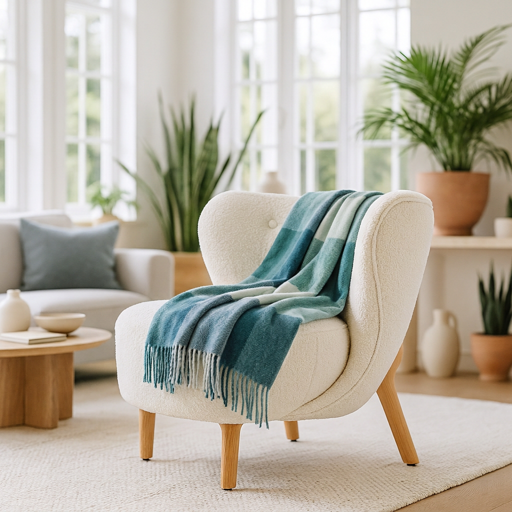 Highland Earth Tone Block Check Recycled Wool Blend Blanket - CANTON