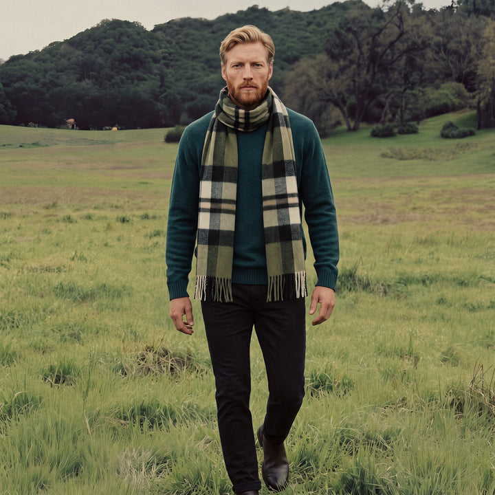 Tartan Weaving Mill 100% Pure Cashmere Scarf – Made in Scotland - AMPLIFIED THOMSON OLIVE
