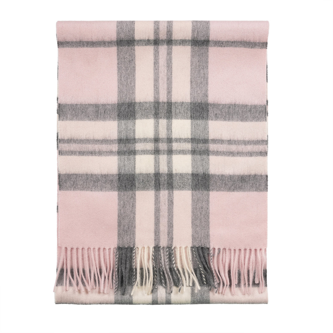 Heritage of Scotland 100% Lambswool Wide Scarf Soft Unisex Winter Wrap - Tartan &amp; Check Designs - THOMSON PALE PINK