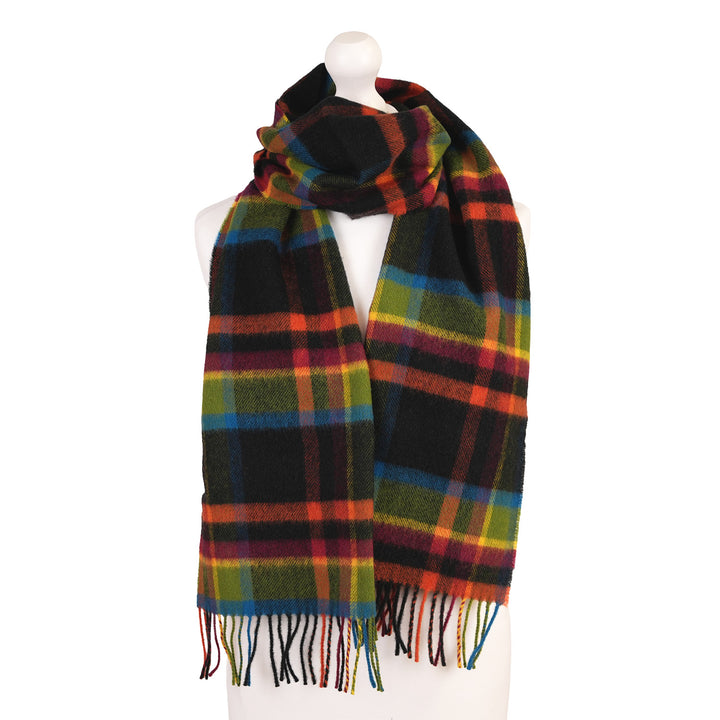 100% Lambswool Scarf – Traditional Tartan &amp; Check Designs - Made in Scotland - Abstract Bright