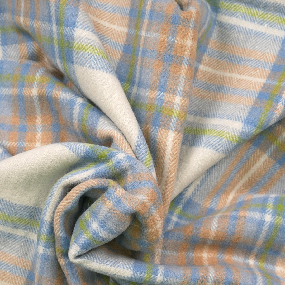 Scottish Tartan Wool-Blend Blanket Throw – Highland Comfort - STEWART MUTED BLUE