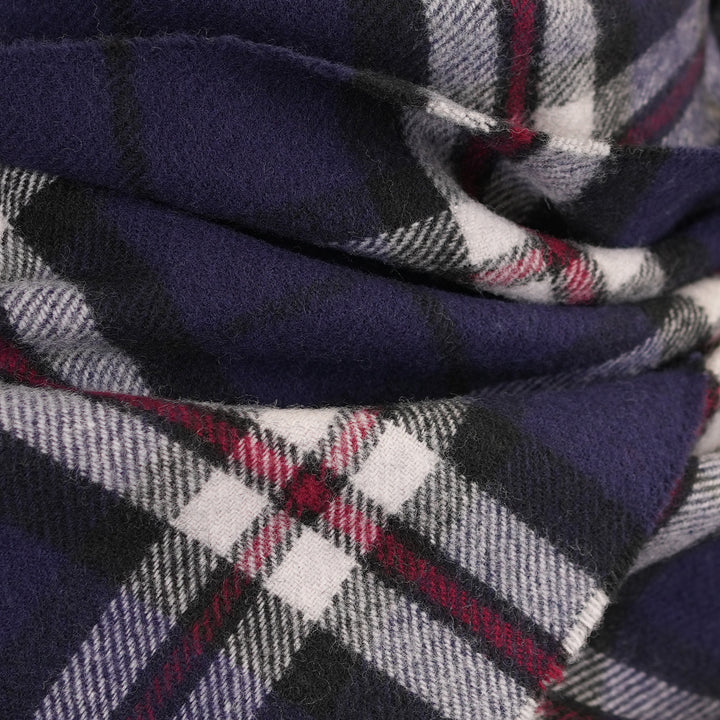 100% Lambswool Scarf – Traditional Tartan &amp; Check Designs - Made in Scotland - Thomson Navy