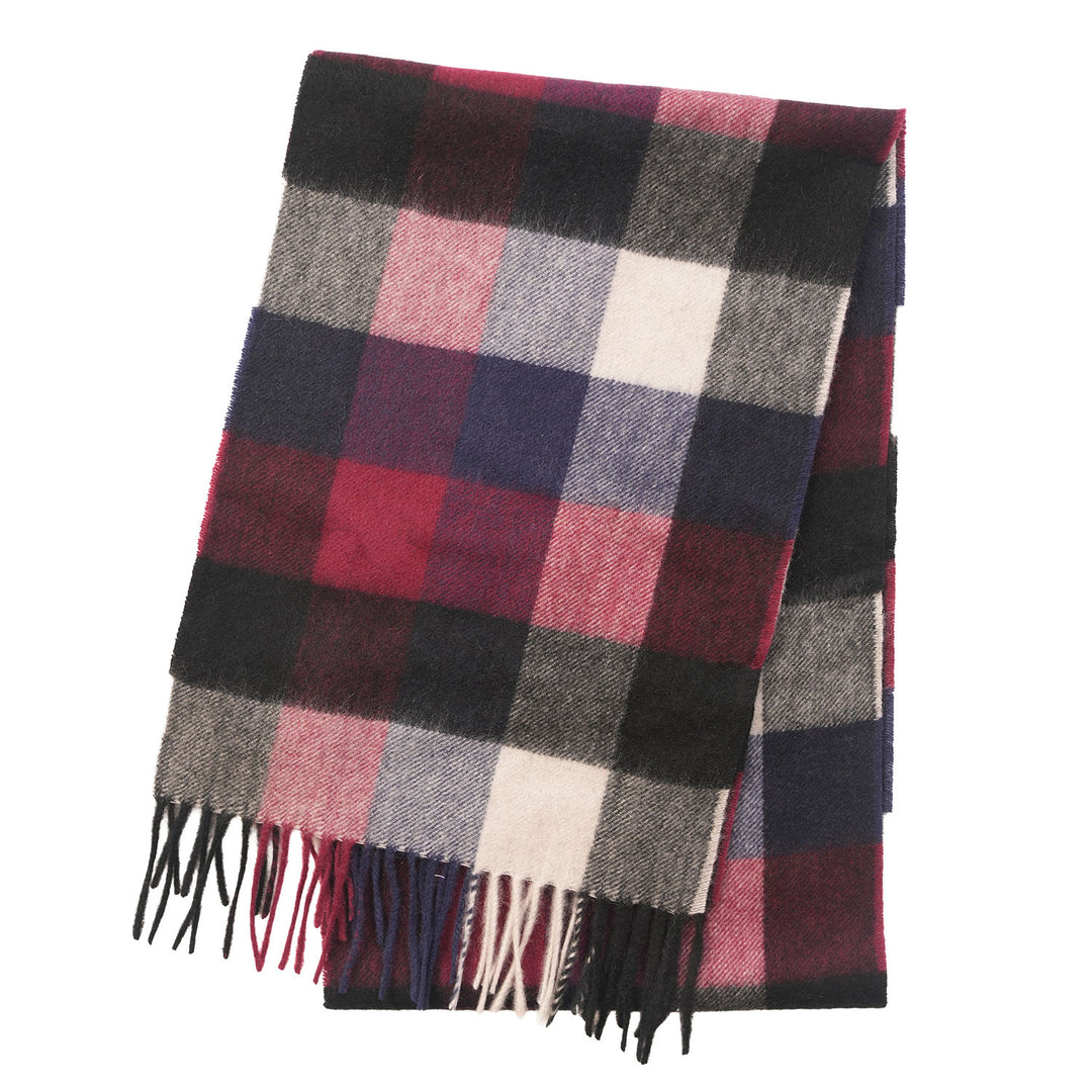 Edinburgh Cashmere Premium Lightweight Scarf - Ultra-Soft Luxury Wrap - 5 SQUARE TARTAN - BLUE/BLACK