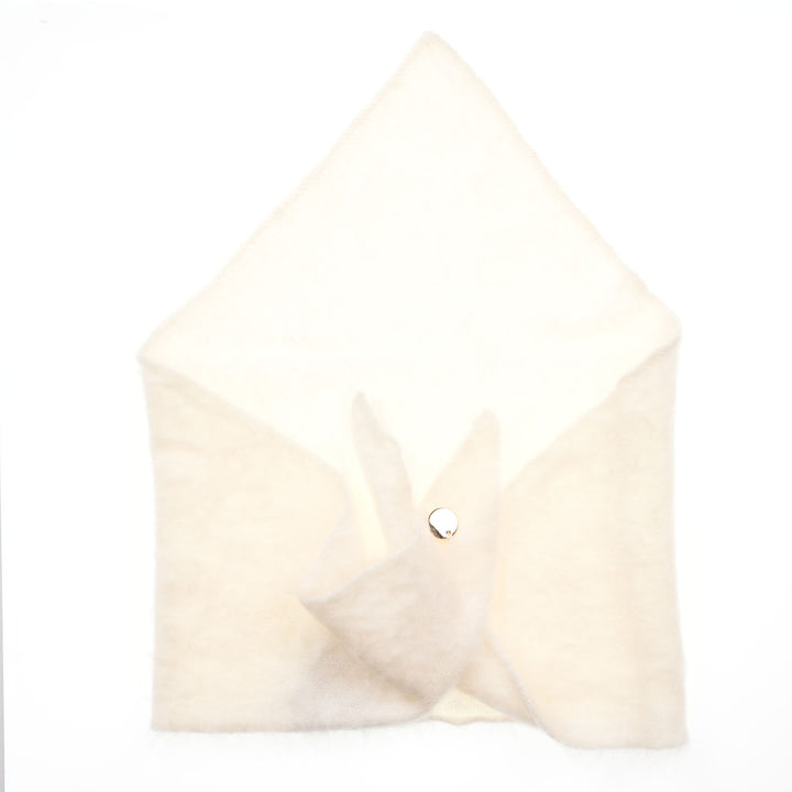 Pure Brushed Luxury Cashmere Triangle Head Scarf - WHITE