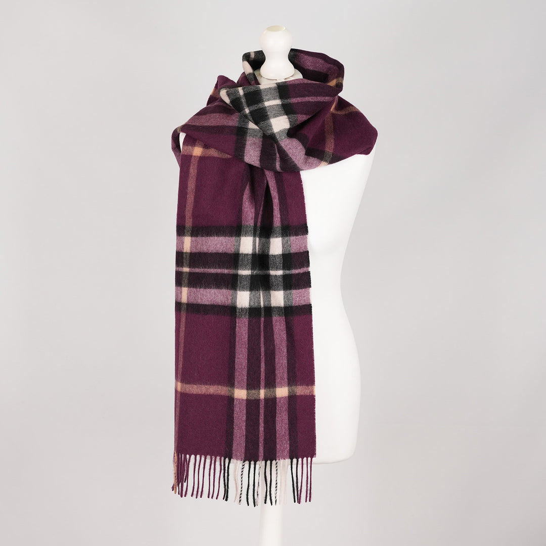 Heritage of Scotland 100% Lambswool Wide Scarf Soft Unisex Winter Wrap - Tartan &amp; Check Designs - Enlarged Off Scotty Thom Cabernet
