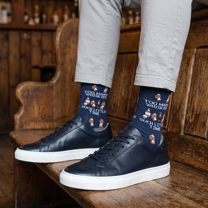 Men’s Luxury Bamboo Socks – Soft, Breathable &amp; Stylish Everyday Comfort - TOO MANY WHISKIES NAVY