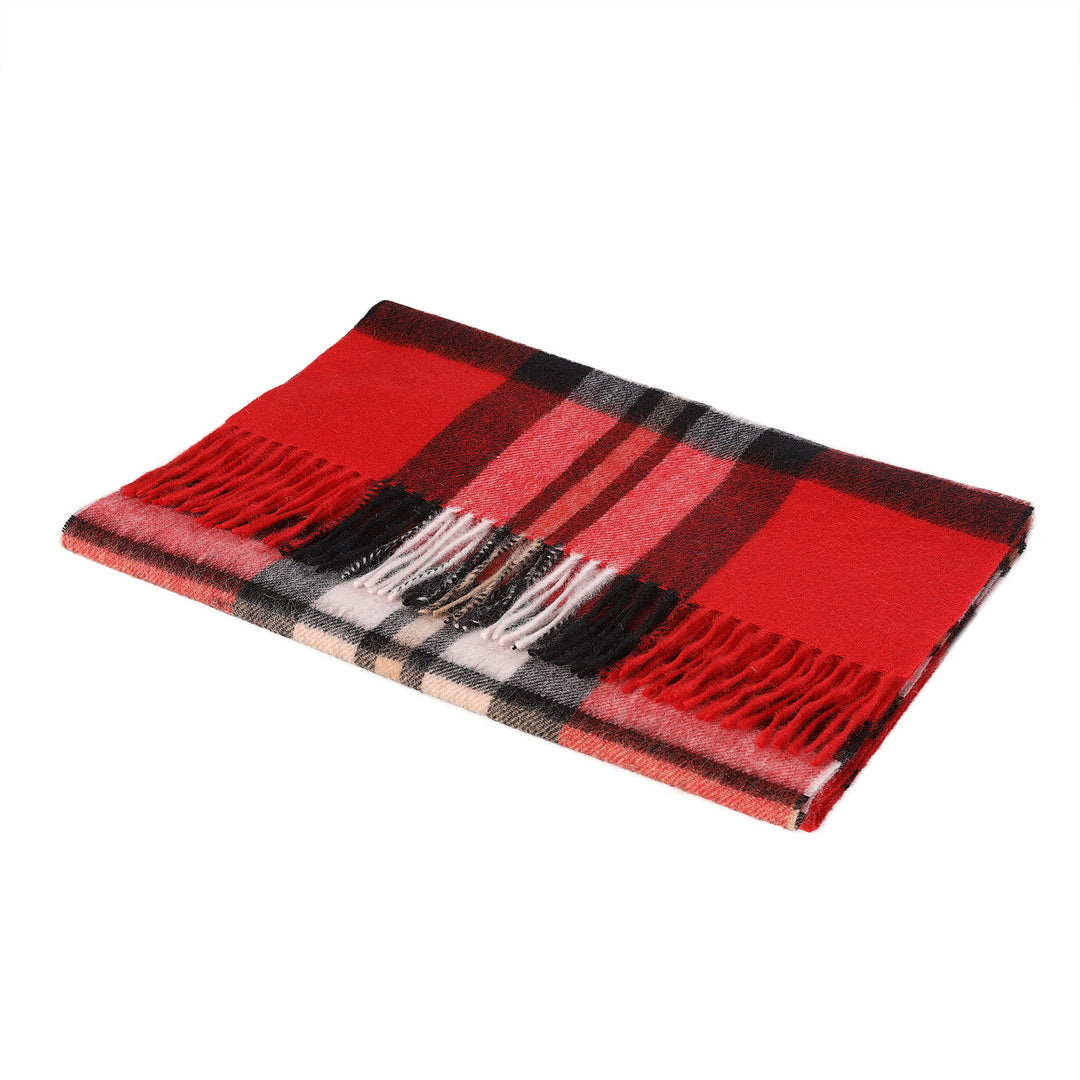 Heritage of Scotland 100% Lambswool Wide Scarf Soft Unisex Winter Wrap - Tartan &amp; Check Designs - THOMSON RED