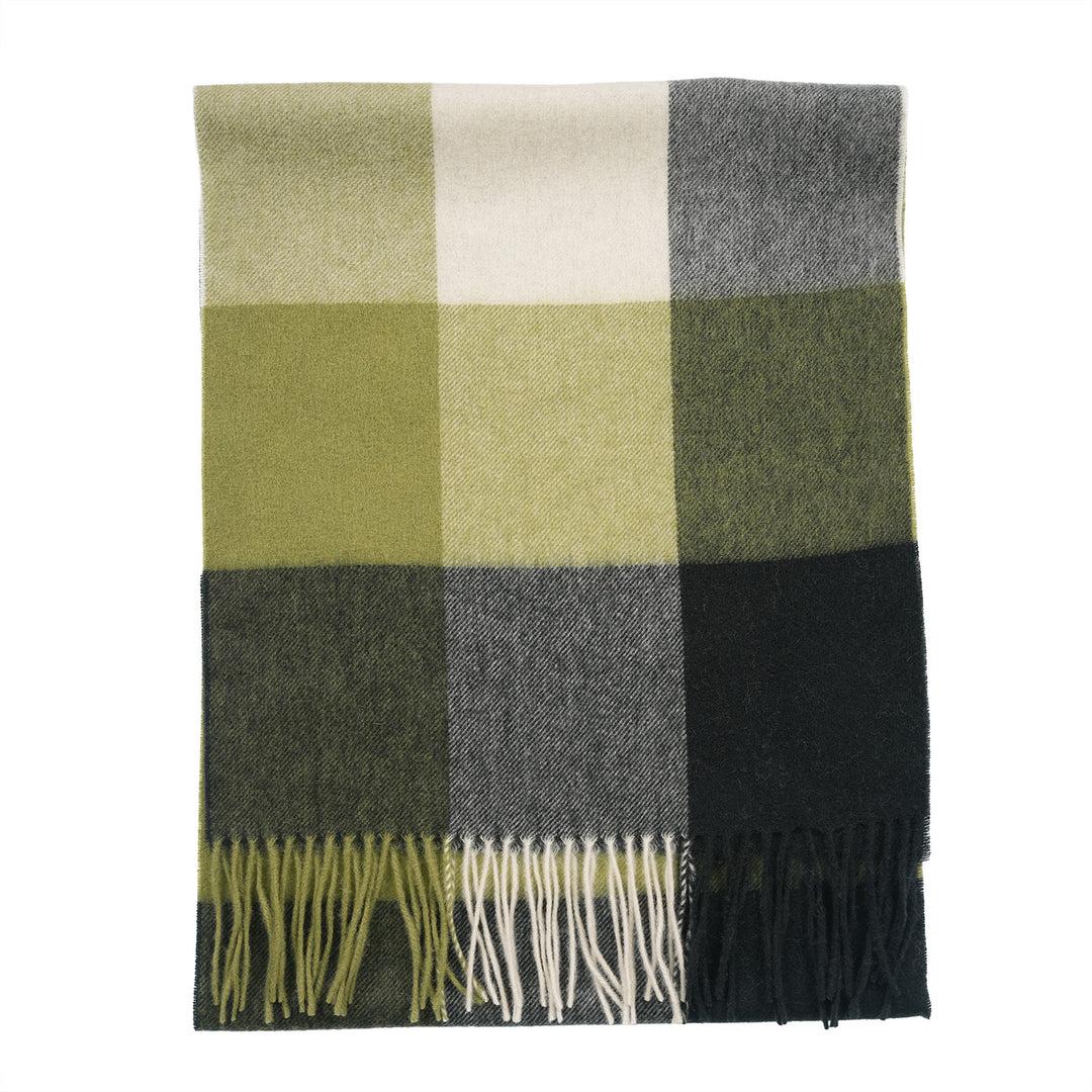 Heritage of Scotland 100% Lambswool Wide Scarf Soft Unisex Winter Wrap - Tartan &amp; Check Designs - 3 SQUARE GREEN