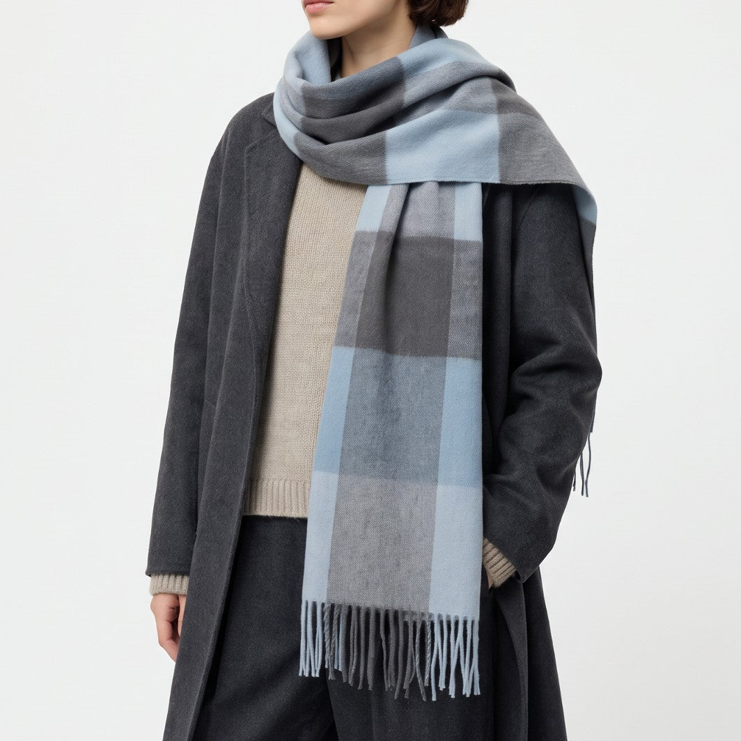 Heritage of Scotland 100% Lambswool Wide Scarf Soft Unisex Winter Wrap - Tartan &amp; Check Designs - 3 SQUARE BLUE