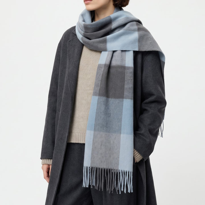 Heritage of Scotland 100% Lambswool Wide Scarf Soft Unisex Winter Wrap - Tartan &amp; Check Designs - 3 SQUARE BLUE