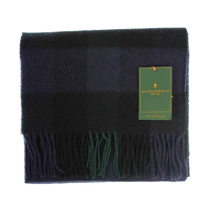 100% Lambswool Scarf – Traditional Tartan &amp; Check Designs - Made in Scotland - 5 Square Tartan - Blue/Green