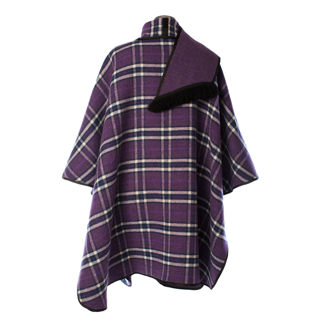 Heritage of Scotland Ladies Warm Reversible Wool Blend Cape - PURPLE