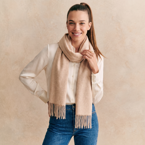 Edinburgh 100% Lambswool Scarf – Premium Soft Wool Wrap - Plain Vicuna