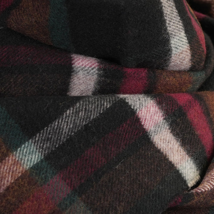 100% Lambswool Scarf – Traditional Tartan &amp; Check Designs - Made in Scotland - Abstract Dark