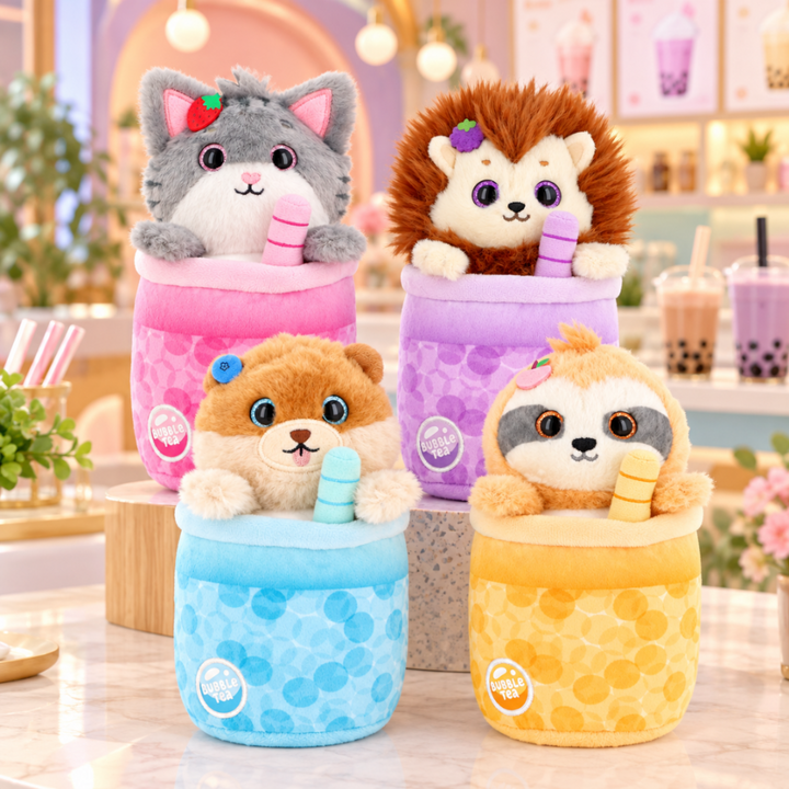 Keel Toys Café Cute Bubble Tea Soft Toys - Cat