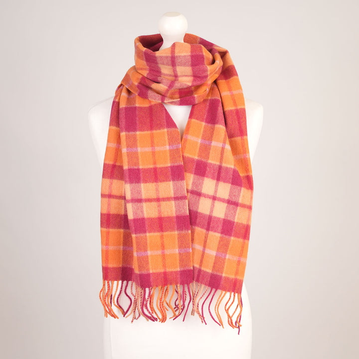 .Edinburgh 100% Lambswool Scarf – Premium Soft Wool Wrap - CRAGG CHECK GINGER