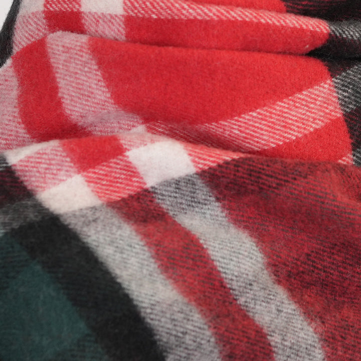 100% Lambswool Scarf – Traditional Tartan &amp; Check Designs - Made in Scotland - Fashion Check Red/ Green