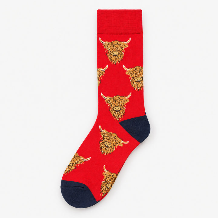 Men’s Luxury Bamboo Socks – Soft, Breathable &amp; Stylish Everyday Comfort - COW HEAD RED