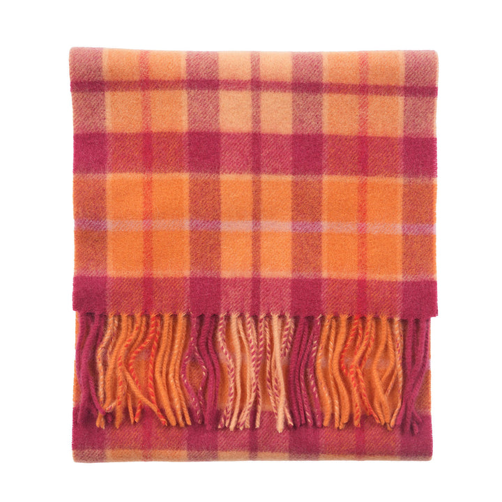 .Edinburgh 100% Lambswool Scarf – Premium Soft Wool Wrap - CRAGG CHECK GINGER