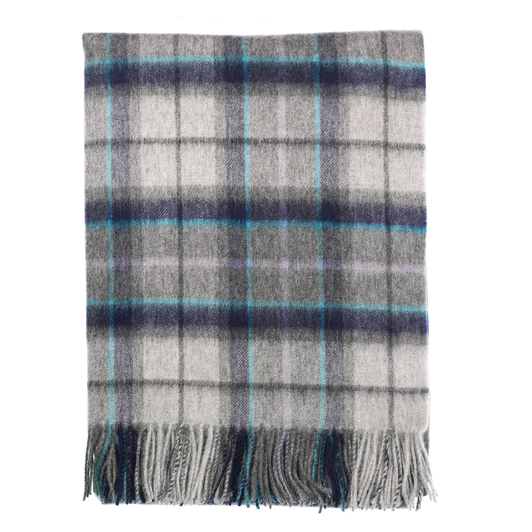 Edinburgh Long Lambswool Tartan Cape – Premium Plaid Wrap - Tweed Tartan Dover - Grey Check