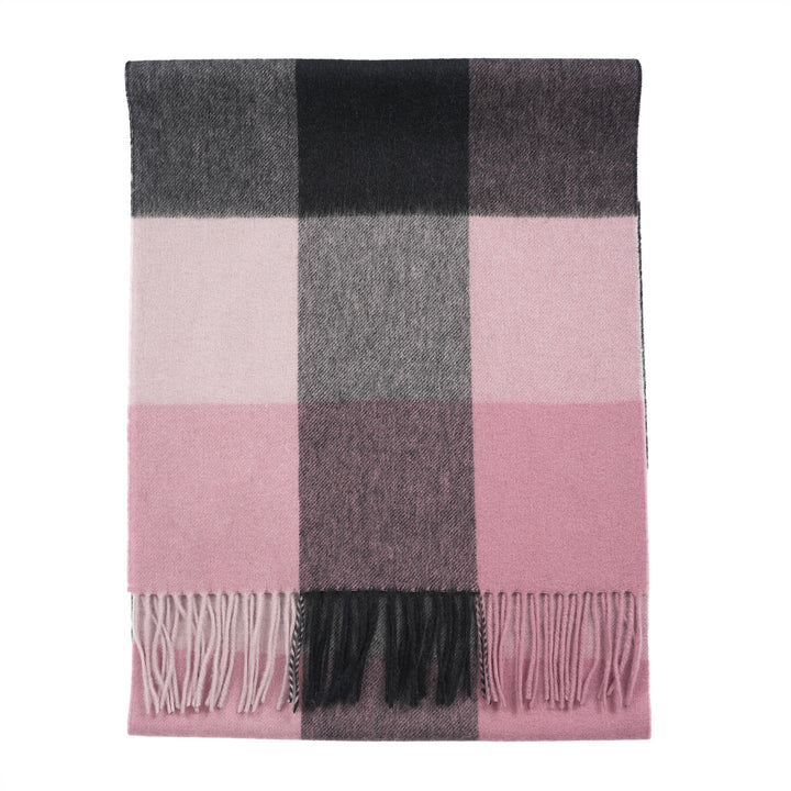 Heritage of Scotland 100% Lambswool Wide Scarf Soft Unisex Winter Wrap - Tartan &amp; Check Designs - 3 SQUARE PINK
