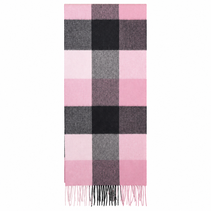 Heritage of Scotland 100% Lambswool Wide Scarf Soft Unisex Winter Wrap - Tartan &amp; Check Designs - 3 SQUARE PINK