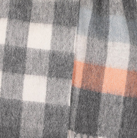 Edinburgh 100% Lambswool Scarf – Premium Soft Wool Wrap - GIANT CHEQUER TEL/GREY (24679)