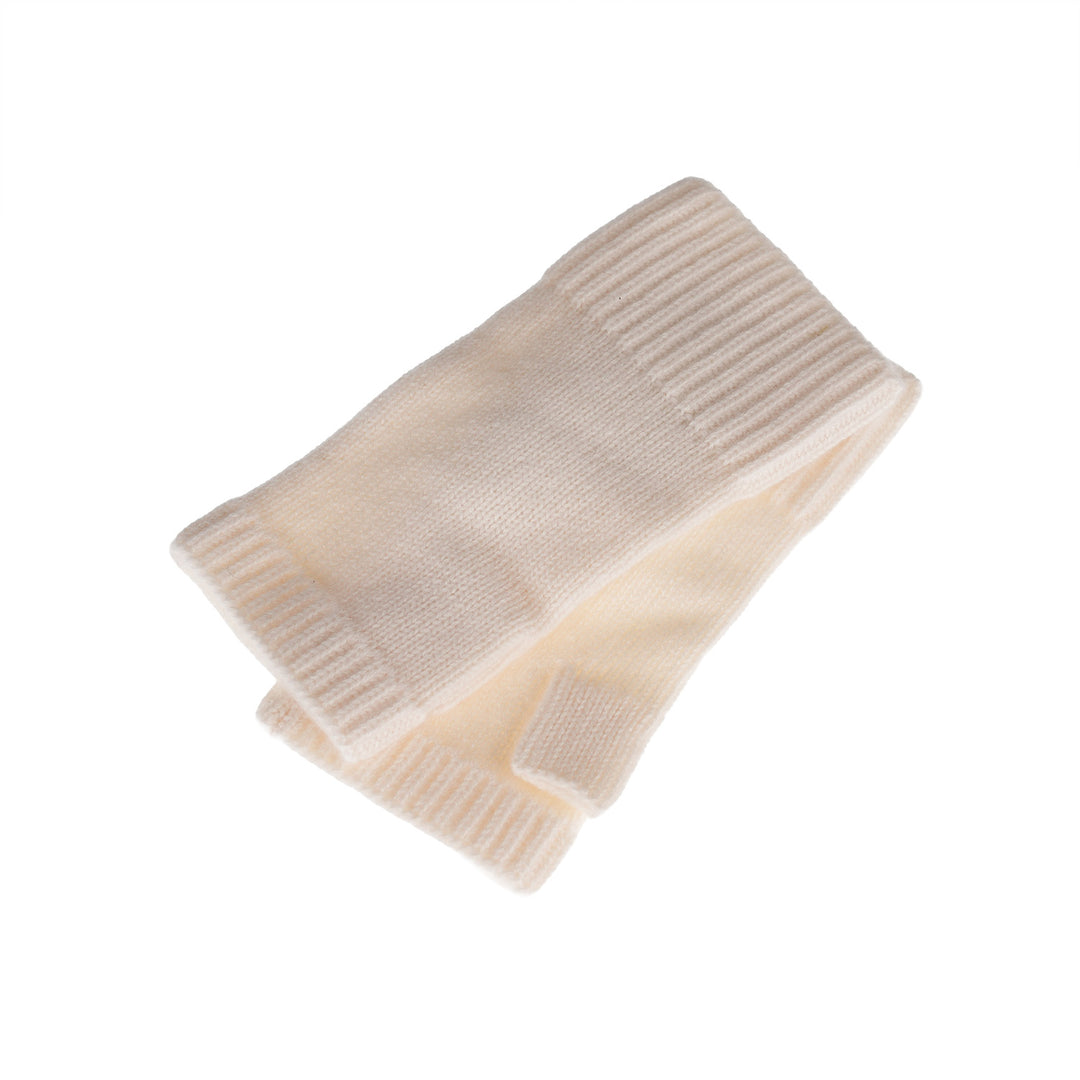 100% Cashmere Ladies Rib Wristlet White