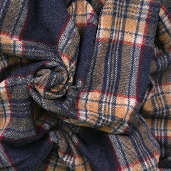 Scottish Tartan Wool-Blend Blanket Throw – Highland Comfort - STEWART NAVY