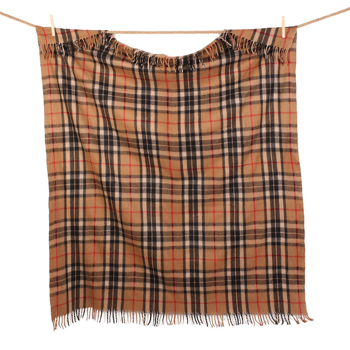 Highland Wool Blend Tartan Blanket Throw – Extra Warm Scottish Wool Blend – THOMSON CAMEL