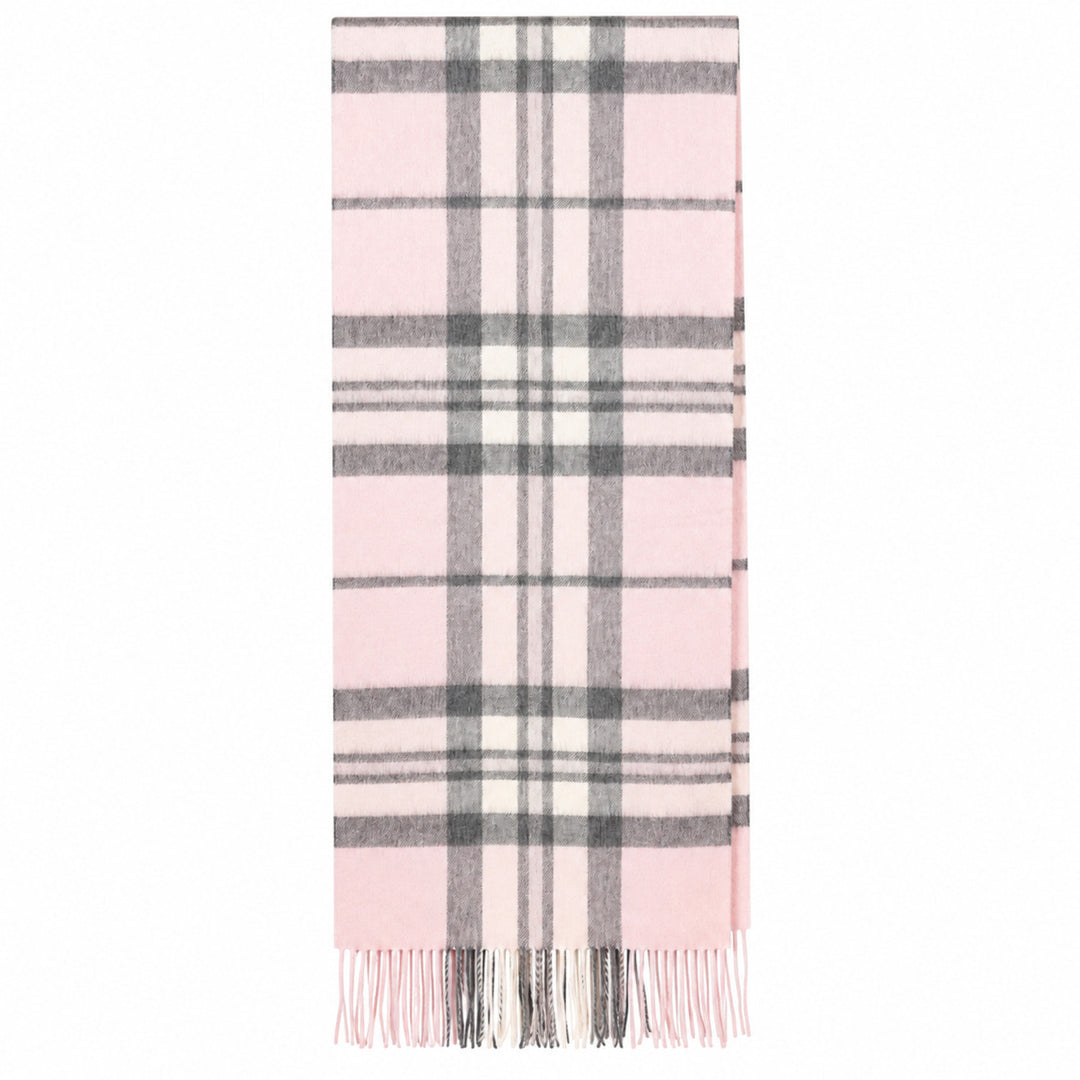 Heritage of Scotland 100% Lambswool Wide Scarf Soft Unisex Winter Wrap - Tartan &amp; Check Designs - THOMSON PALE PINK