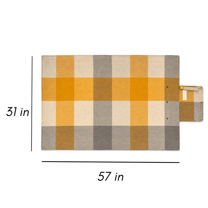 Woodside Travel Picnic Blanket with Carry Strap - Ochre and Natural